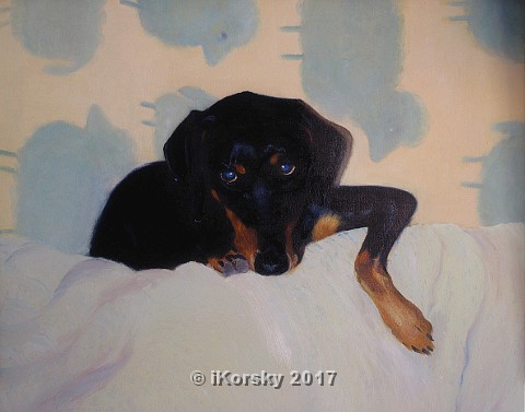 Doberman with sheep 11x14.jpg - 600 USD